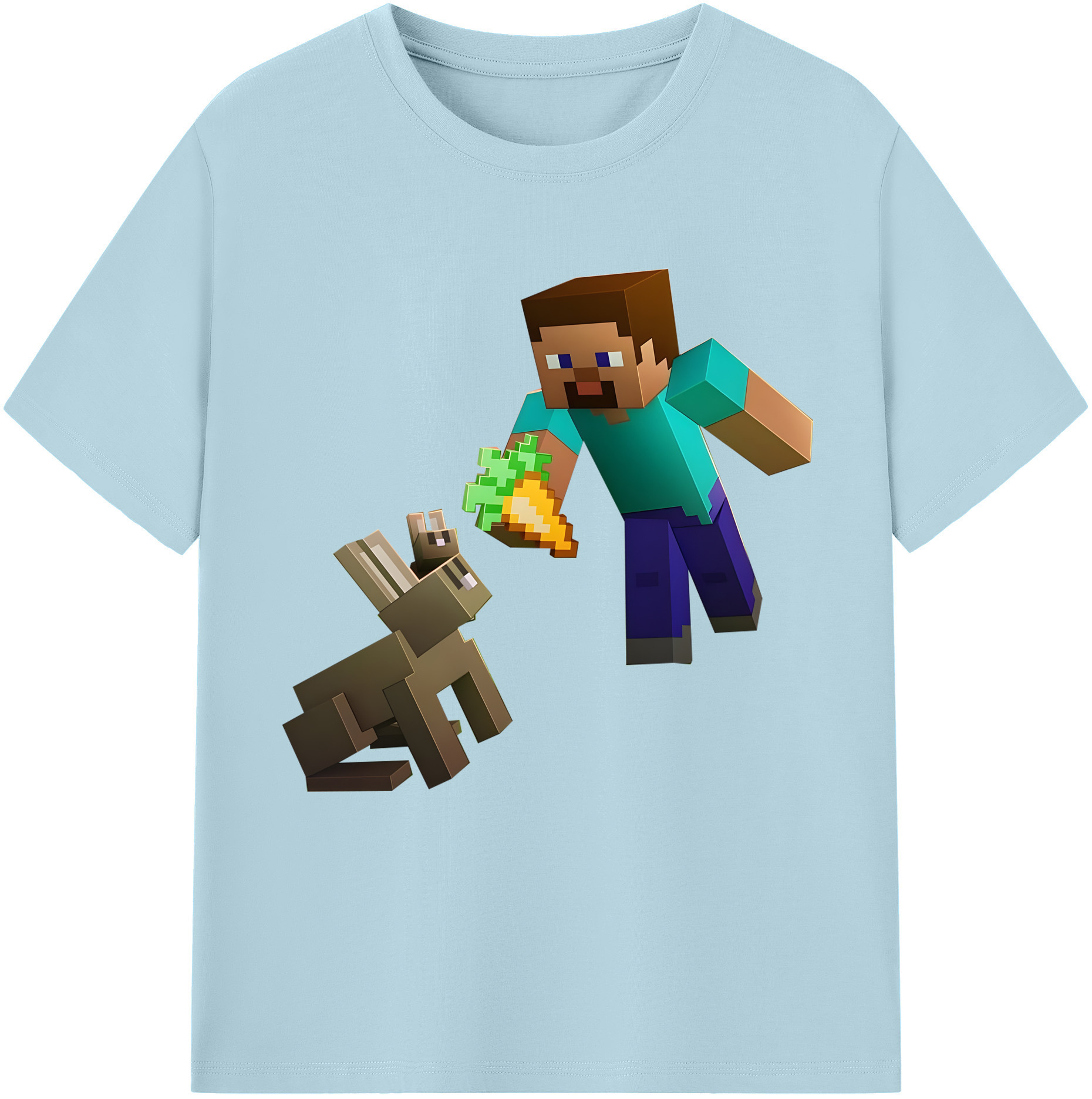 （画像用） マインクラフト ブロックの世界 Minecraft MC Block world 綿100％半袖Tシャツ（フロントプリント）